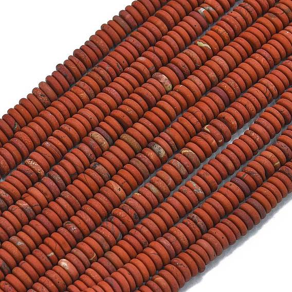 Нити бусин из натуральной матовой красной яшмы, рондель