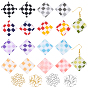 Checkerboard Dangle Earrings DIY Making Kit, Including Rhombus Acrylic Pendants, Iron Earring Hooks & Jump Rings
