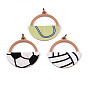 Wood Pendants, Printed, with Iron Ring, Ball Games