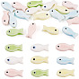 18Pcs Handmade Porcelain Ceramic Beads, Famille Rose Porcelain, Fish