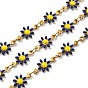 304 Stainless Steel Flower Link Chain, with Enamel, with Spool, Unwelded