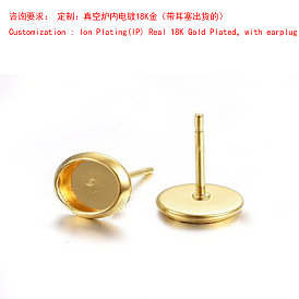Placage ionique (ip) 304 conclusions de boucles d'oreilles en acier inoxydable, plat rond