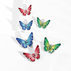 Simple fashion drop oil color butterfly brooch femininity brooch coat crystal corsage