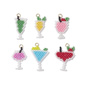 Стеклянные подвески из бисера, коктейль, с 304 кольцами из нержавеющей стали, реальный 18 k позолоченный