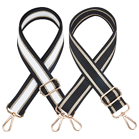 2pcs 2 couleurs sangles de sac à motif rayé en polyester, fermoirs alliage pivotantes, accessoires de remplacement de sac