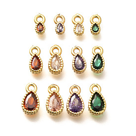 Латунные микро проложить кубического циркония прелести, без кадмия, без никеля и без свинца, реальный 18 k позолоченный, слеза