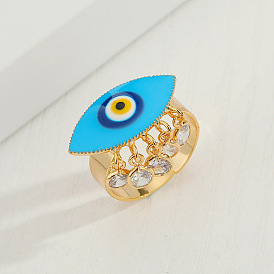 Turkish Blue Eye Ring with Tassel Evil Eye Ring - Bohemian Style, Unique