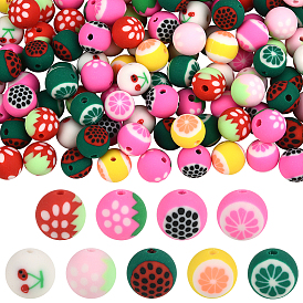 180 шт. 9 Цвета, фруктовая тематика, полимерная глина, бусины ручной работы, круглые