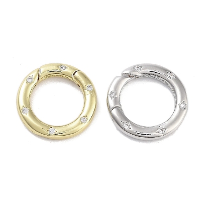 Латунный микро pave прозрачный кубический цирконий пружинные кольца, долговечный, без свинца и без кадмия, кольцо