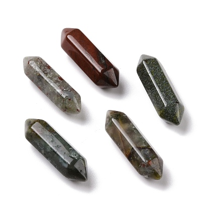 Natural Bloodstone Beads, Healing Stones, Reiki Energy Balancing Meditation Therapy Wand, No Hole, Faceted, Double Terminated Point