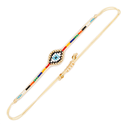 Amitié oeil métier à tisser motif miyuki perles de rocaille bracelets pour femme, nylon réglable bracelets cordon tressé de perles