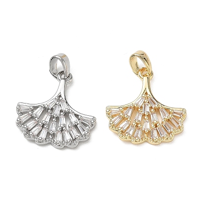 Messing micro pave klare zirkonia anhänger, Ginkgoblatt Charms