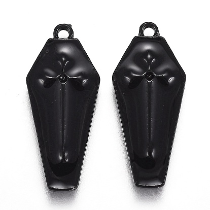 Подвески из сплава с эмалью на тему Хэллоуина, гроб с крестом