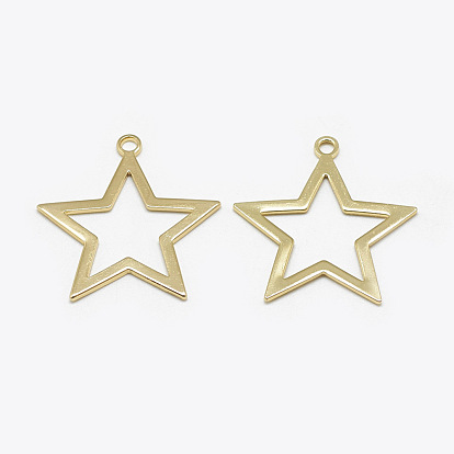 Brass Pendants, Star, Real 18K Gold Plated