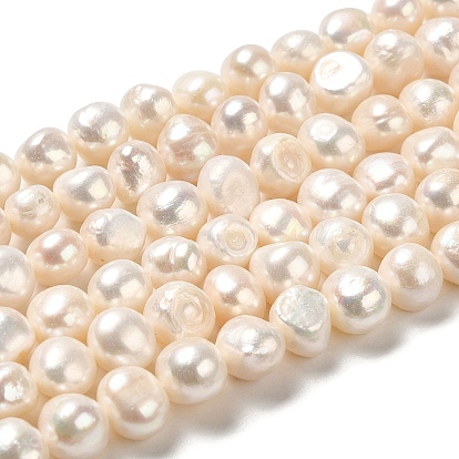 Natural Cultured Freshwater Pearl Beads Strands, Two Sides Polished, Grade 3A+