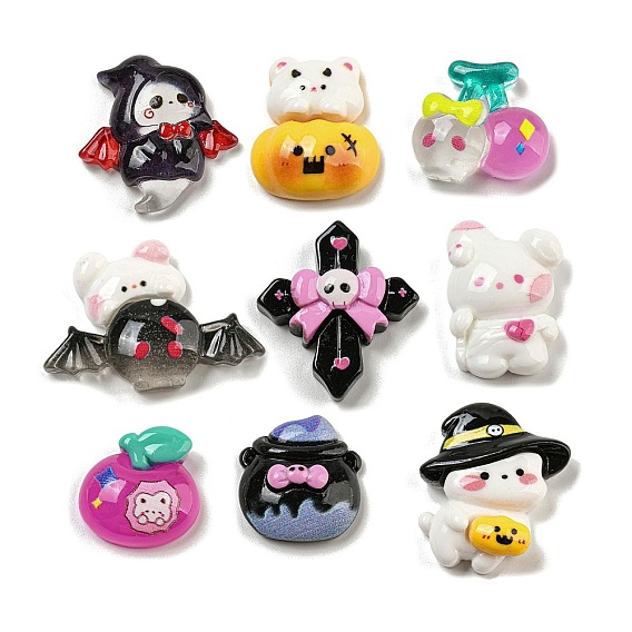 Призрак/тыква/вишня/крест/кролик/яблоко/шляпа/котел тема Хэллоуина смола декодирует кабошоны