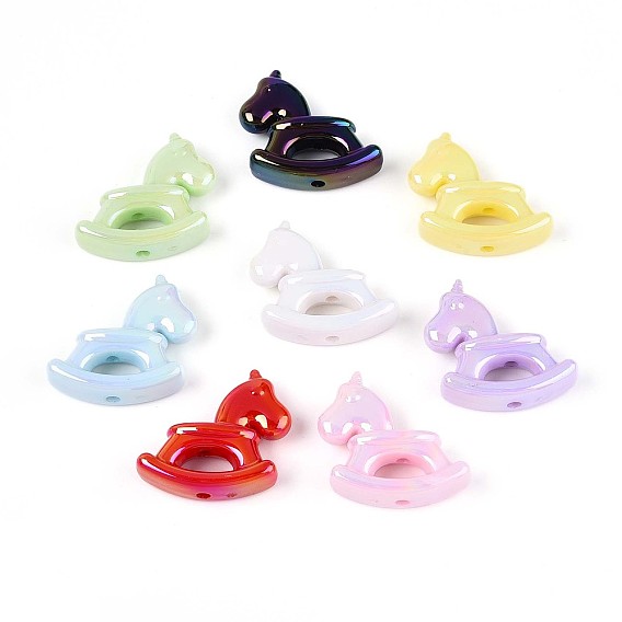 Непрозрачные акриловые бусины с УФ-покрытием, радужный, конек