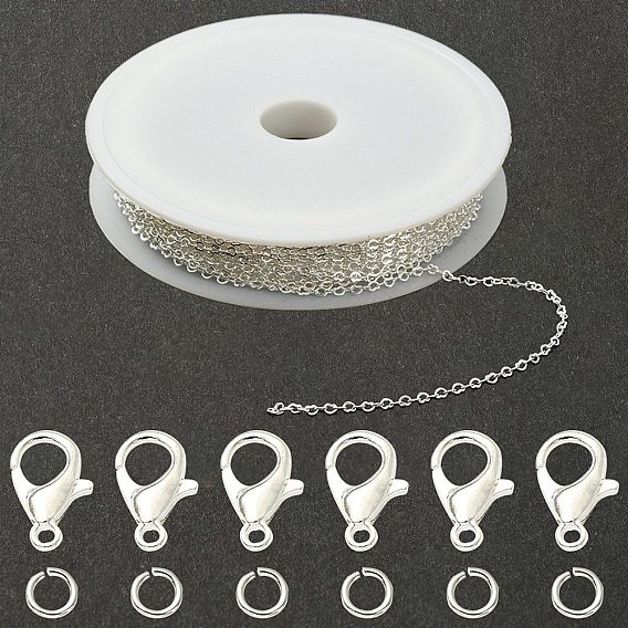 DIY Chain Bracelet Necklace Making Kit, Including Brass Heart Link Chains & Open Jump Rings, Zinc Alloy Lobster Claw Clasps