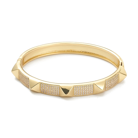 Браслеты из латуни с прозрачным кубическим цирконием в микропаве, долговечный, пирамида
