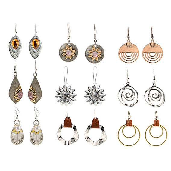 Серьги-подвески из цинкового сплава в стиле бохо, с железом