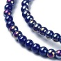 Electroplate Opaque Glass Beads Strands, AB Color Plated, Round