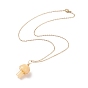 Natural & Synthetic Mixed Stone Mushroom Pendant Necklaces, Light Gold Tone Copper Wire Wrap Necklace for Women
