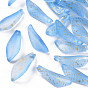 Transparent Spray Painted Glass Pendants, with Gold Foil, Frosted, Petaline