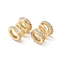 Brass Micro Pave Cubic Zirconia European Beads, Large Hole Beads, Real 18K Gold Plated, Coil Column