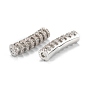 Brass Micro Pave Clear Cubic Zirconia Tube Beads, Long-Lasting Plated, Tube