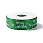 25 Yards Christmas Theme Printed Polyester Ribbon, for DIY Jewelry Making, Flat
