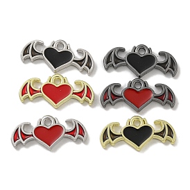 Rack Plating Alloy Enamel Pendants, Lead Free & Cadmium Free, Heart with Wing Charm