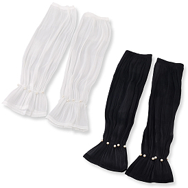 2 пары 2 цветные глазурованные марлевые длинные нарукавники, солнцезащитные рукава, с пластиковой имитацией жемчуга