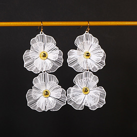 Серьги-подвески из сплава с полыми цветами, золотые