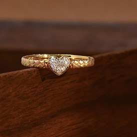 Сердце 925 Кольца из стерлингового серебра с микропаве из прозрачных кубических цирконий