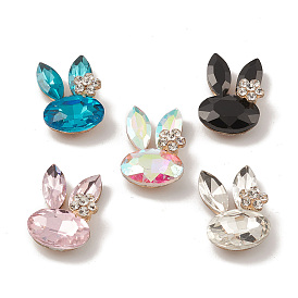 Cabochons en alliage, avec verre strass, or clair, lapin