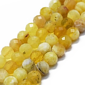 Jaunes naturelles perles d'opale brins, à facettes (64 facettes), ronde