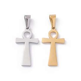 304 Stainless Steel Pendants, Laser Cut, Ankh Cross Charms
