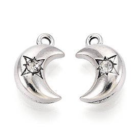 Подвески из сплава в тибетском стиле, со стразами, луна