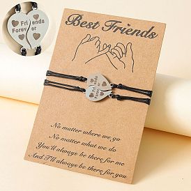 Personalized Stainless Steel Braided Friendship Bracelet with Engraved Charm