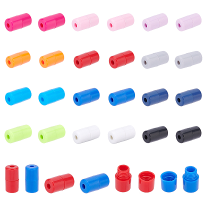 48Pcs 12 Colors Plastic Screw Clasps, for Shoelace Buckles, Column