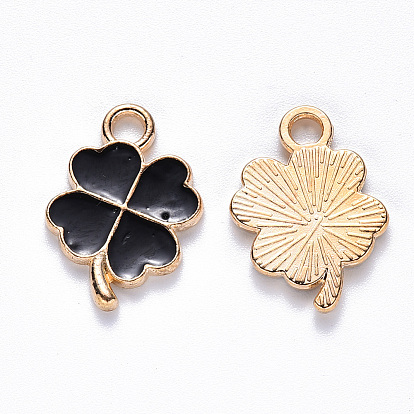 Подвески из эмали и сплава, клевер, золотой свет