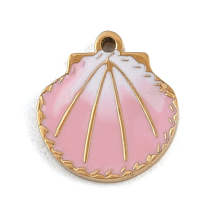 304 подвески из нержавеющей стали, с эмалью, ионное покрытие (ip), шарм в форме ракушки, реальный 18 k позолоченный