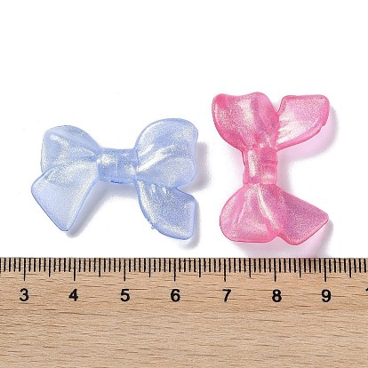 Transparent Acrylic Beads, with Glitter Powder, Bowknot