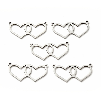 304 соединительные звенья нержавеющие, Двойное сердце