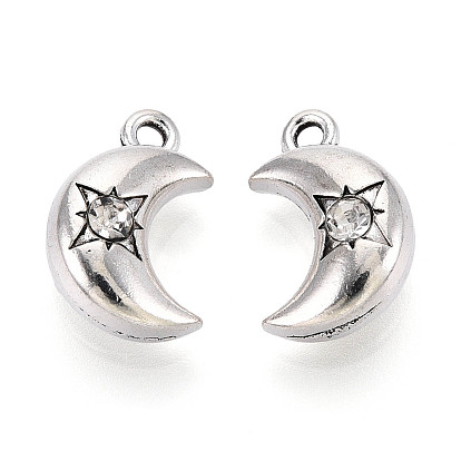 Подвески из сплава в тибетском стиле, со стразами, луна