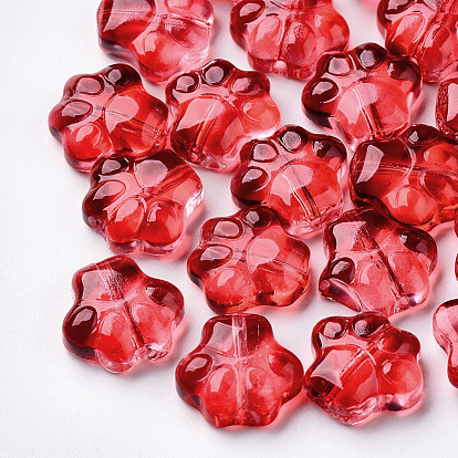 Transparent Spray Painted Glass Beads, Dog's Paw