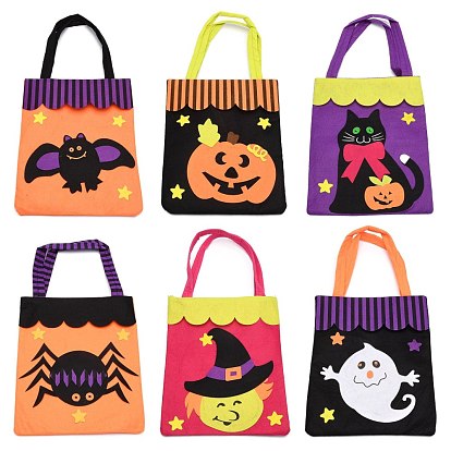 Non-woven Fabrics Halloween Candy Bag, Trick or Treat Tote, with Handles, Gift Bag Party Favors for Kids Boys Girls, Rectangle