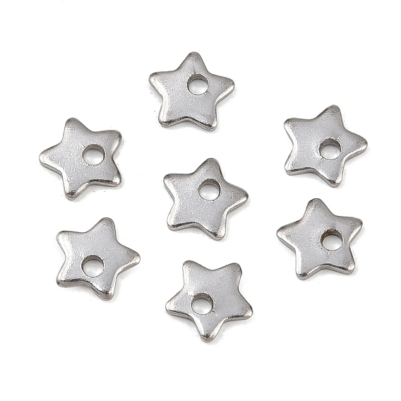 304 из нержавеющей стали пятиконечные звезды прелести подвески, 5.5x5.5x1 мм, отверстие : 1 мм