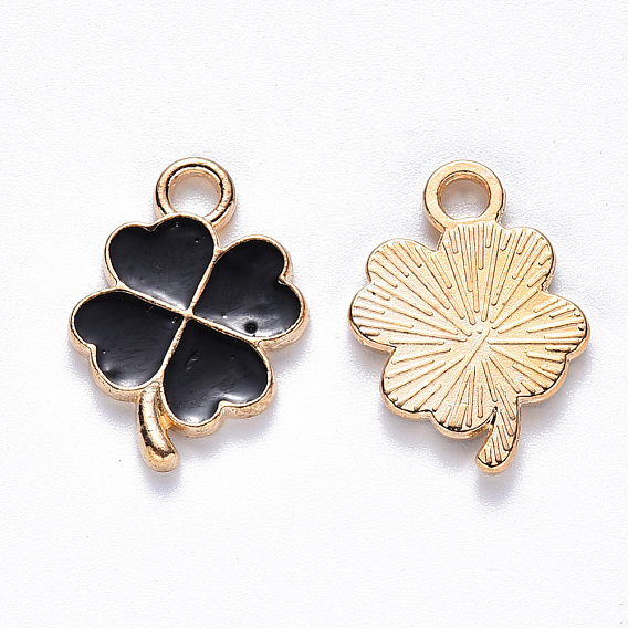 Подвески из эмали и сплава, клевер, золотой свет