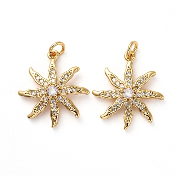 Латунные микропаве прозрачные подвески с фианитом, с прыжковых колец, солнце